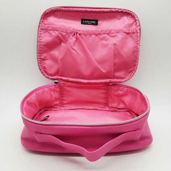 NEW Lancome Pink Cosmetics Makeup Bag Limited Edition 9.5"x7"x3" Travel Barbie - Picture 11 of 16
